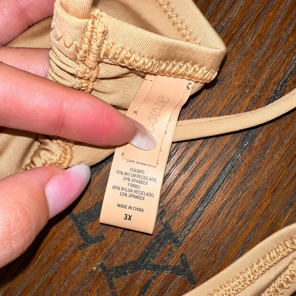 SKIMS Micro Bikini Set Ochre Tan Triangle Top 3X High Cut Bottoms XL Mixed Size